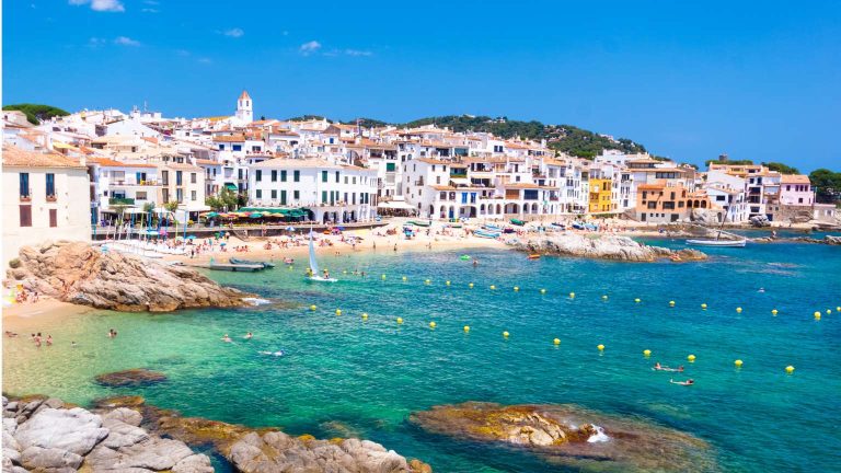 Panoramic coastal view of Costa Brava showcasing Mediterranean landscapes, seaside villages, and elements of Costa Brava culture.