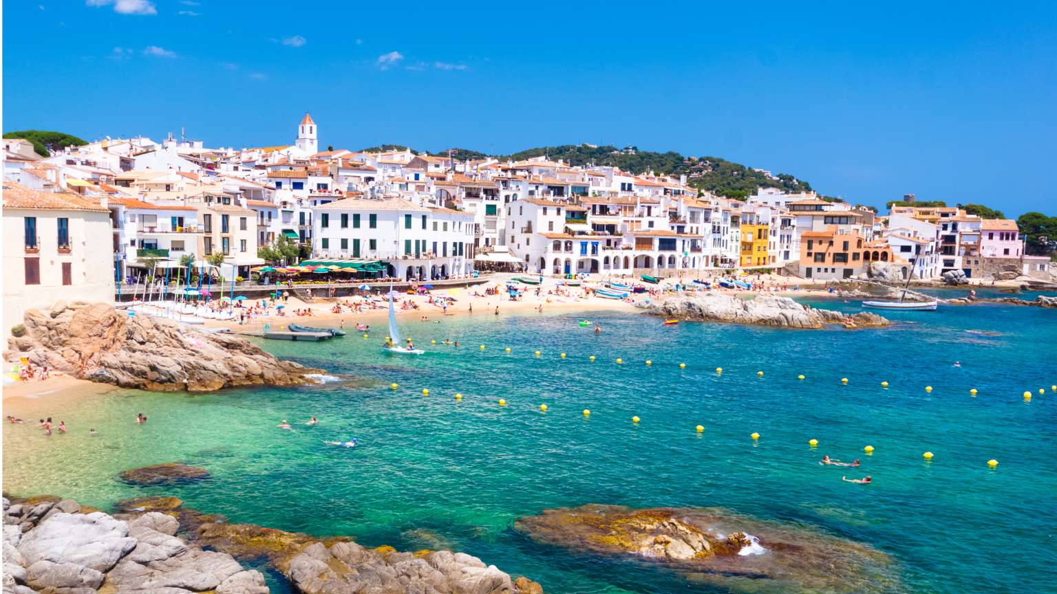 Panoramic coastal view of Costa Brava showcasing Mediterranean landscapes, seaside villages, and elements of Costa Brava culture.