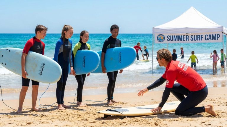 What are summer surf camps and what do they offer young people?