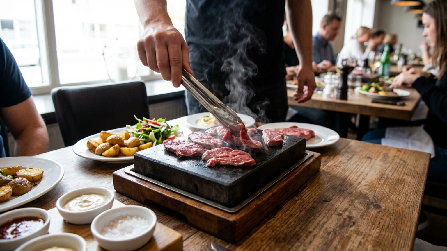 What is carne a la piedra: The method of cooking on hot stone?